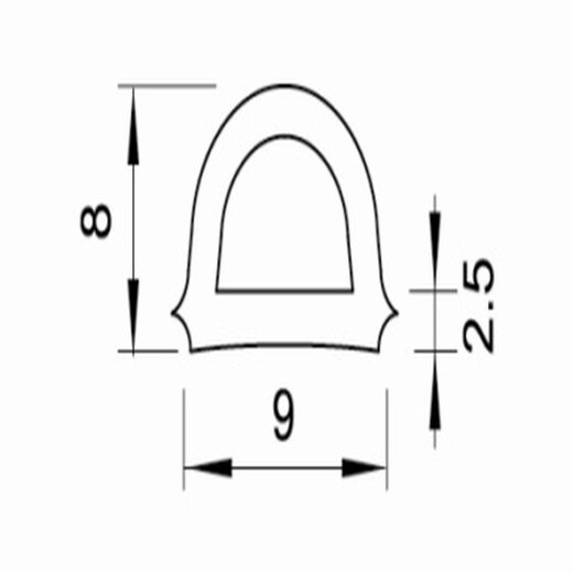 TOP MULTI Fenster- und T&uuml;rdichtung D-Profil 9mm x 7,5mm BRAUN L&auml;nge 20m