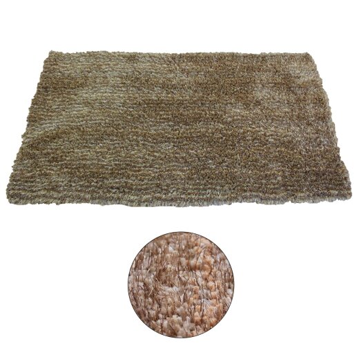 TOP MULTI Teppich Shaggy Flokatiteppich Gold 100 x 180 cm