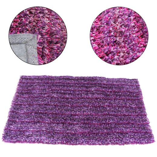 TOP MULTI Teppich Shaggy Flokatiteppich Violett-Pink 180 x 290 cm