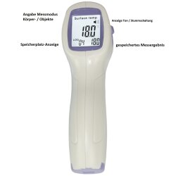 TOP MULTI Digitales Fieberthermometer kontaktlos Infrarot Temperaturmessger&auml;t